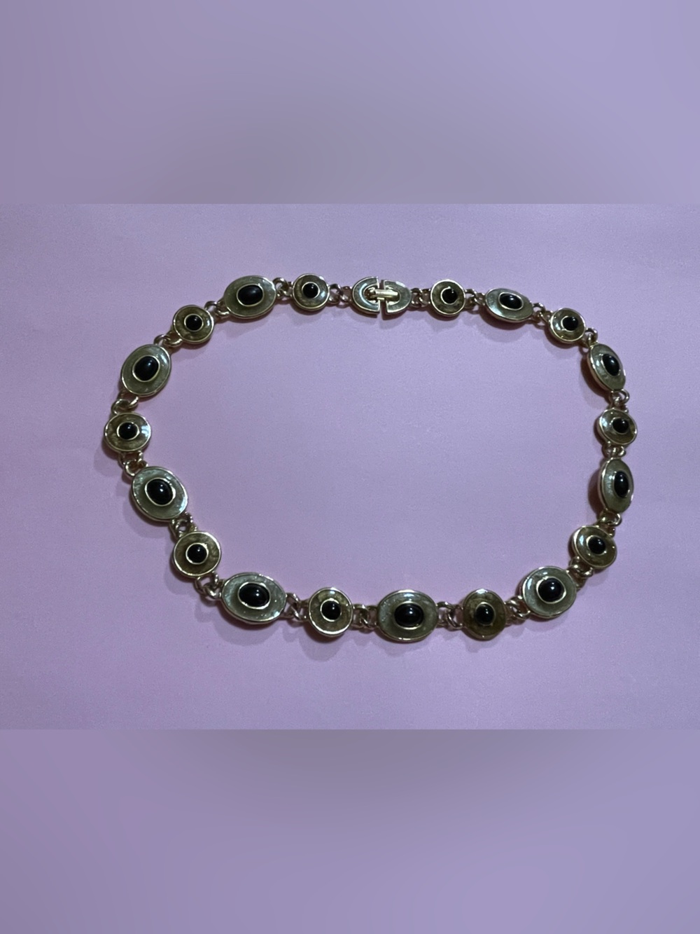Vintage Gold Tone Enamel Choker Necklace #9197